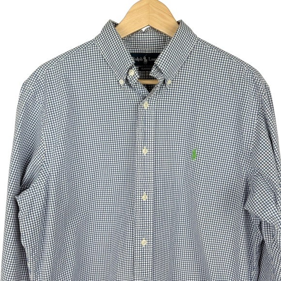Vintage 90s Ralph Lauren Blue White Checked Preppy Classic Fit Shirt Sz 16 32/33 - Picture 2 of 9